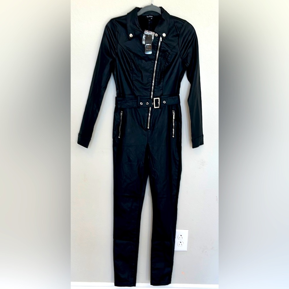 Bebe Moto Style Skinny Denim Jumpsuit (Never Worn)